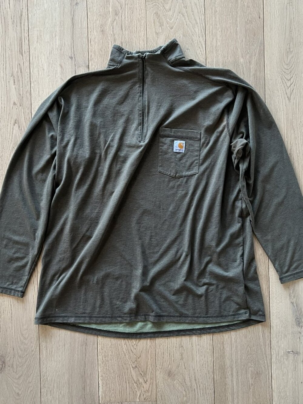 Carhartt Force Men's L/S Pullover 1/4" Zip Size XXL Army Green Workwear Shirt